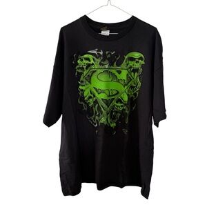 VTG Superman Kryptonite T-Shirt Size Small Black Green Goblin Skulls Warner Bros